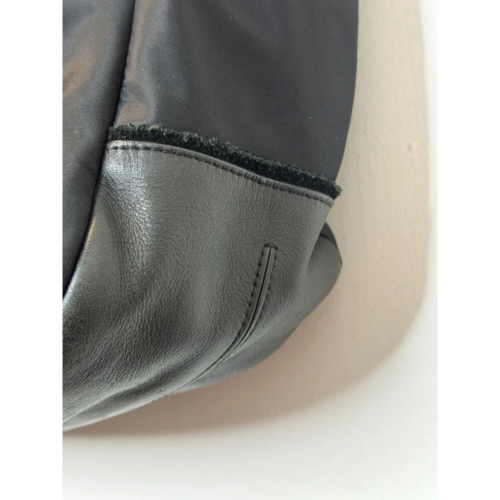 Furla Black Nylon Leather Trim Tote‎ Bag Silver Hardware Vintage Bag